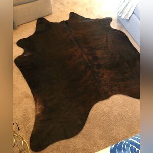 Elegant Dark Brown Brasilian Cowhide Rug